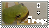 Button picture of frog with i love forgs written